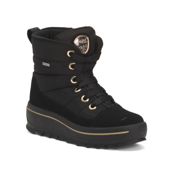 PAJAR BLACK/GOLD Tyra Lace Up Waterproof Boots - Picture 1 of 2